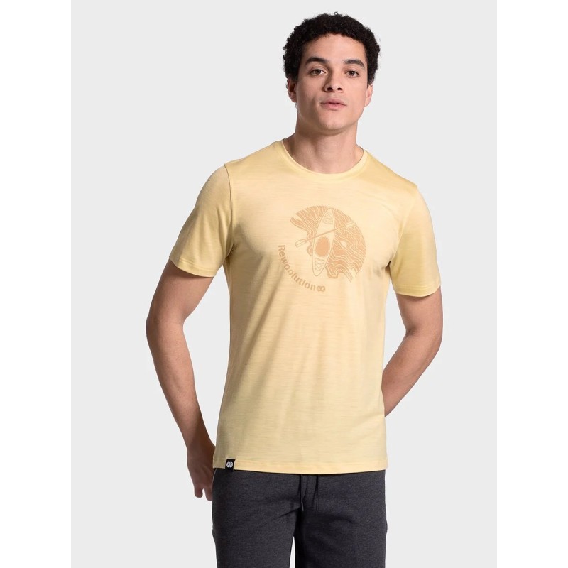 T-shirt Mérinos Reda Rewoolution Waka Homme - Jaune Graphique