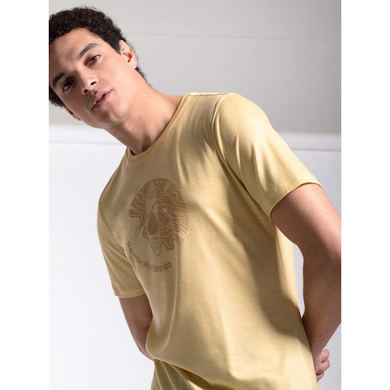 T-shirt Mérinos Reda Rewoolution Waka Homme - Jaune Graphique