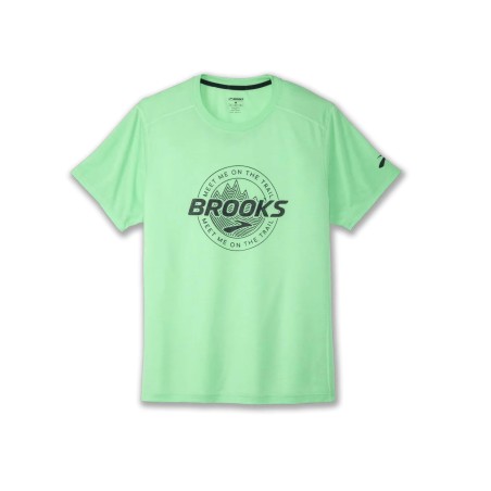 T-shirt Trail Brooks Distance Short Sleeve Graphic - Vert Menthe